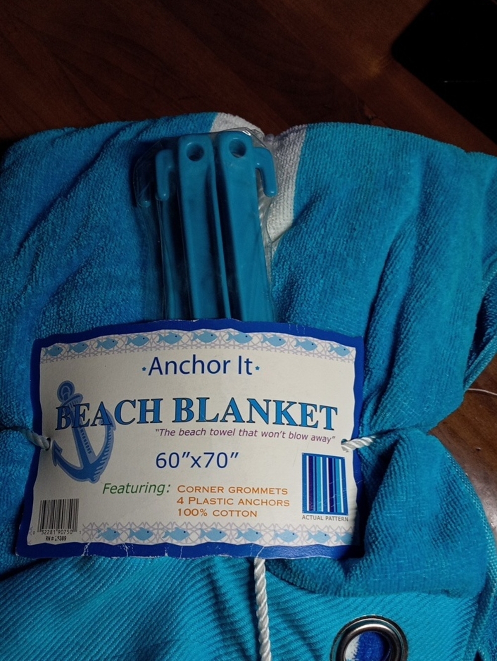 Blue Beach Blanket - 60" x 70" 100% Cotton - Like A Luxury Towel - Cabana Style